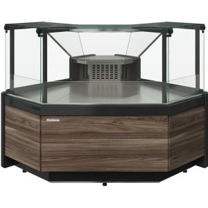 Витрина холодильная Carboma GC111 VM 5 (1008 Темный дуб) (внешний угол, динамика, без боковин)