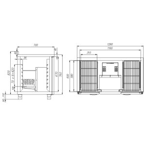 Стол холодильный среднетемпературный Carboma T70 M2-1 (2GN/NT Полюс) с бортом (9006-2 корпус серый 2 двери) - Изображение 2